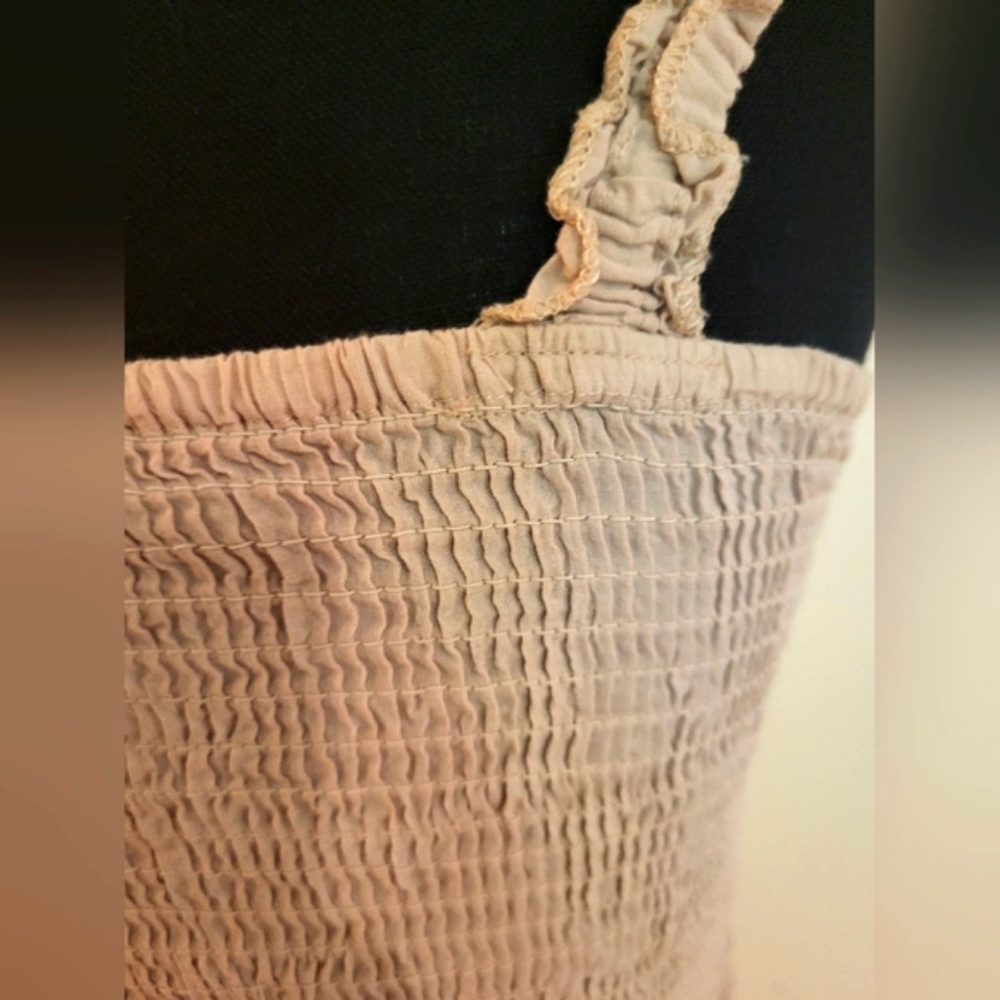 "Japna" Cream Color Crop Top W/Tie Front & Floral Emboidery (Size Small) - Picture 9 of 11